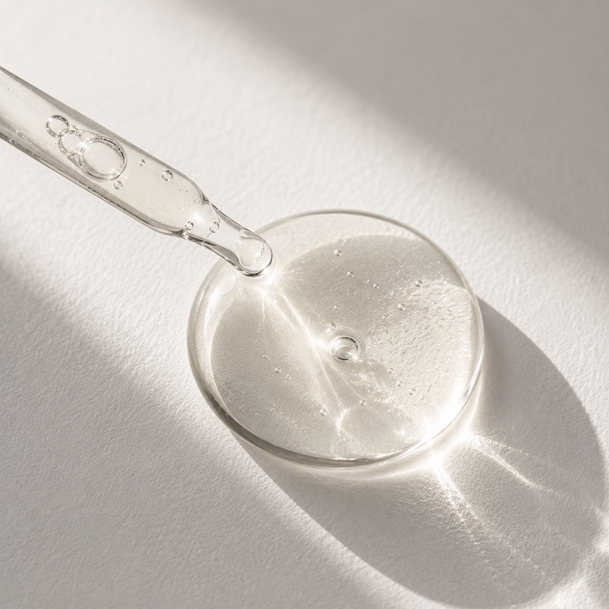Serum gel droplet in sunlight